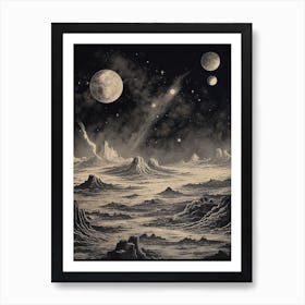 Moon And Solar System Art Print