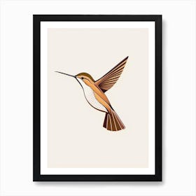 Buff Bellied Hummingbird Retro Minimal 1 Art Print