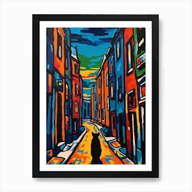 Painting Of Stockholm Sweden With A Cat In The Style Of Pop Art 4 Art Print