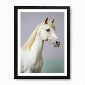 Minimalist White Horse Art Print