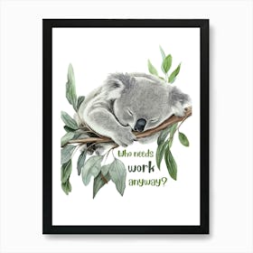 Koala, sleeping Art Print