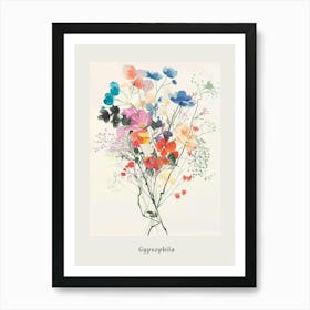 Gypsophila 2 Collage Flower Bouquet Poster Art Print