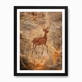 Deer In The Cave Style Abstract Art Print