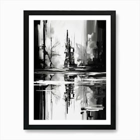Reflection Abstract Black And White 3 Art Print