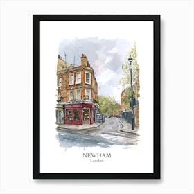 Newham London Borough   Street Watercolour 2 Poster Art Print