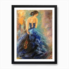 Lady in blue dress Art Print