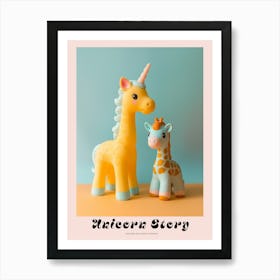 Pastel Toy Unicorn & Toy Giraffe 1 Poster Art Print