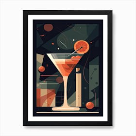 Manhattan Cocktail Mid Century Modern 4 Art Print