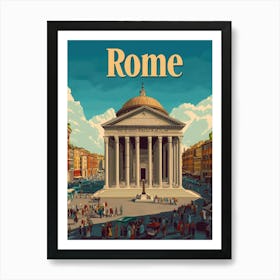 Aihrgdesign A Retro Travel Poster For Rome 2 Art Print