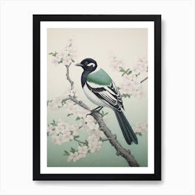 Ohara Koson Inspired Bird Painting Magpie 2 Art Print