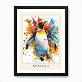 Emperor Penguin Colourful Watercolour 4 Poster Art Print