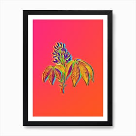 Neon Yellow Buckeye Botanical in Hot Pink and Electric Blue n.0577 Art Print