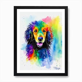 Curly Coated Retriever Rainbow Oil Painting Dog Art Print