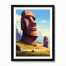 Easter Island Chile Statues Travel Art Art Print