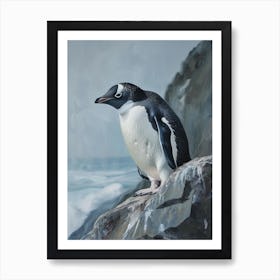 Adlie Penguin Stewart Island Ulva Island Oil Painting 3 Art Print