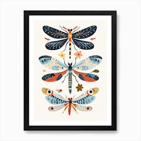 Colourful Insect Illustration Damselfly 7 Art Print