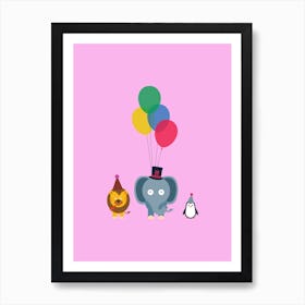 Party Animals Pink Art Print