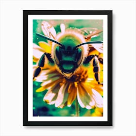 Bee On A Flower Surrealism Polaroid Motif Art Print