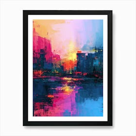 Abstract Cityscape Painting | Pixel Art Series Art Print