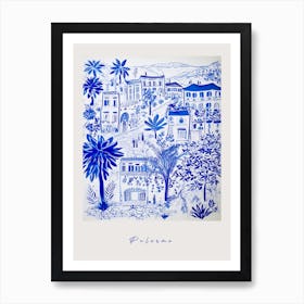 Palermo Italy Blue Drawing Poster Art Print