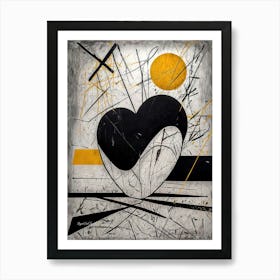 Heart Of Black And Yellow Art Print