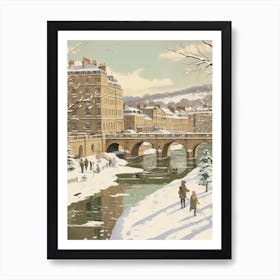 Vintage Winter Illustration Bath United Kingdom 3 Art Print