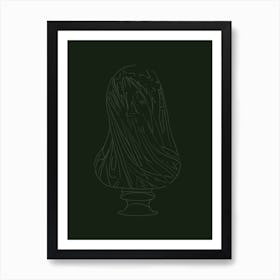 The Veiled Virgin Line Drawing - Green Art Print