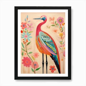 Pink Scandi Crane 4 Art Print