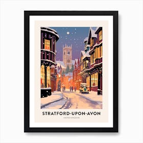 Winter Night  Travel Poster Stratford Upon Avon United Kingdom 2 Art Print