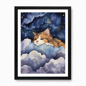 Baby Mountain Lion Sleeping In The Clouds Art Print