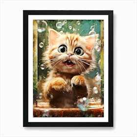 Cat With Bubbles Art Print