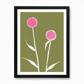 Pink & Green Globe Amaranth 1 Art Print