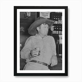 Cowboy Drinking Beer In Beer Parlor, Alpine, Texas By Russell Lee Art Print