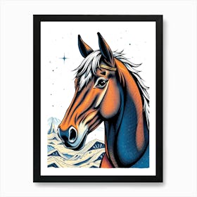 Horse Head Drawing - light Color Art Print