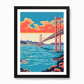 Akashi Kaikyo Bridge Japan Colourful 1 Art Print