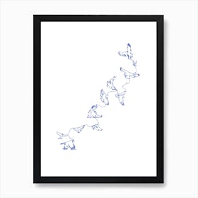 Blue Connected in Flight Art Print