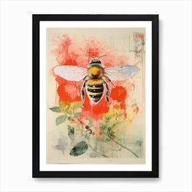 Floral Bees Screen Print Inspired 2 Art Print