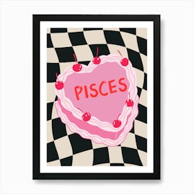 Pisces Zodiac Heart Cake Art Print