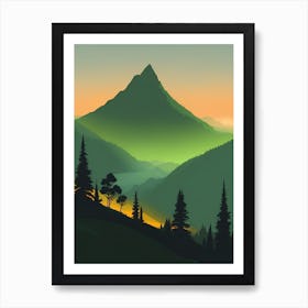 Misty Mountains Vertical Composition In Green Tone 56 Art Print