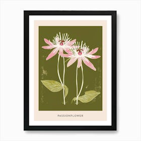 Pink & Green Passionflower 3 Flower Poster Art Print