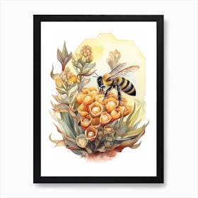 California Bumble Bee Beehive Watercolour Illustration 4 Art Print