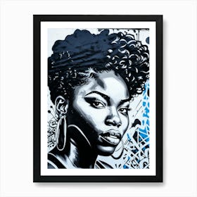 Graffiti Mural Of Beautiful Black Woman 145 Art Print