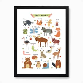 Forest Animals Nursery Decor Art Print