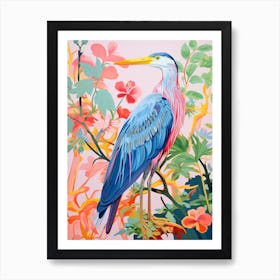 Colourful Bird Painting Great Blue Heron 4 Art Print