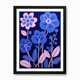 Blue Flower Illustration Hydrangea 4 Art Print