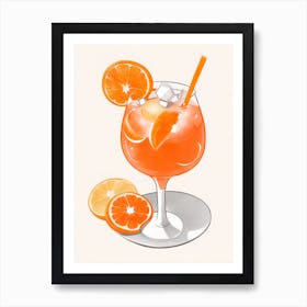 Aperol With Ice And Orange Watercolor Vertical Composition 23 Art Print