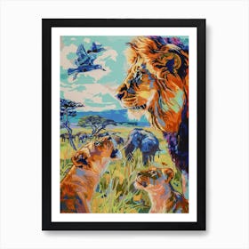 Transvaal Lion Lion In Different Seasons Fauvist Painting 2 Art Print