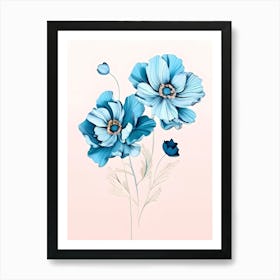 Blue Poppy Flowers Art Print