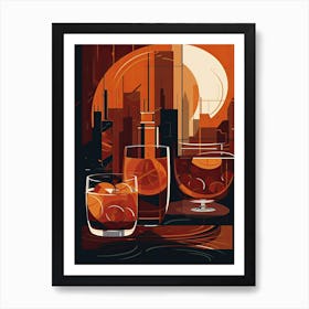 Sazerac Cocktail Illustration 3 Art Print