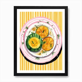 A Plate Of Pumpkins, Autumn Food Illustration Top View 12 Art Print